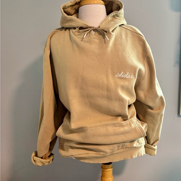 adidas Sweaters - Adidas Script Beige Pullover Hoodie Women’s Size XL